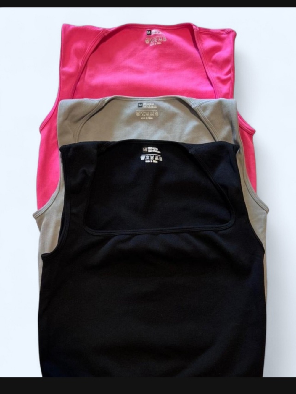 Bundle Stacked Athletic Tank Tops - Pink, Gray, Black